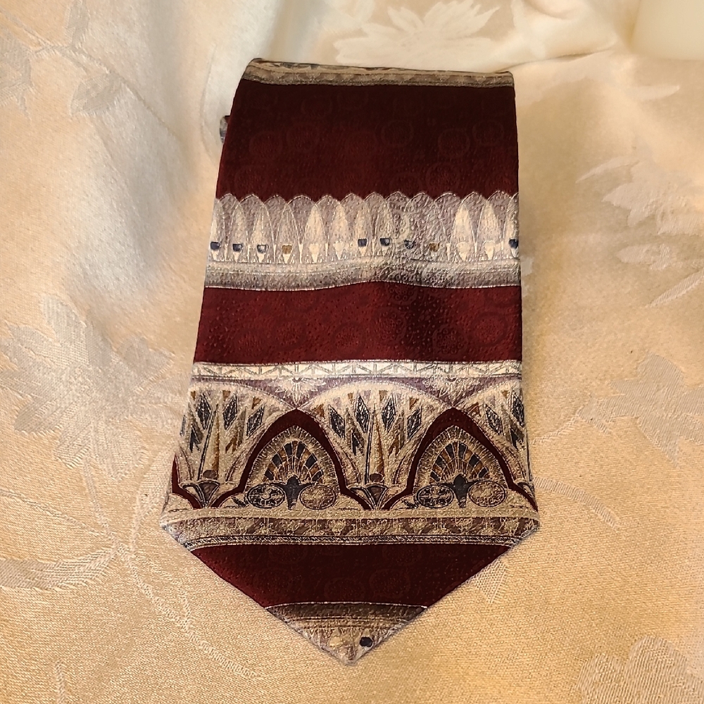 Elegant Burgundy and Gold Men's REPP Big And TALL EXTRA LONG TIE